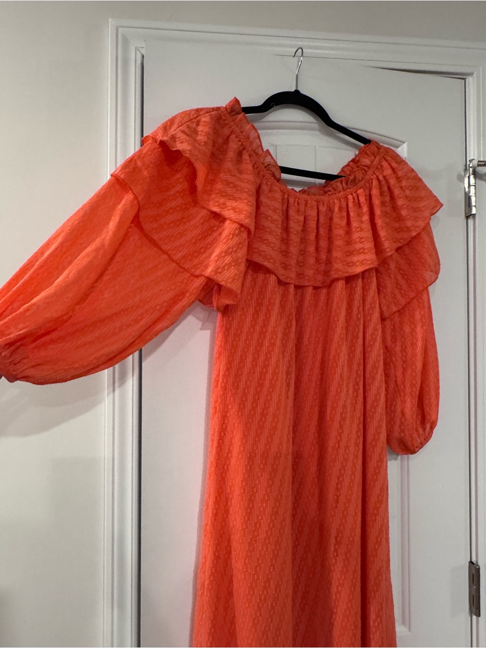 ASOS Peach Off-Shoulder Ruffle Maxi Dress - Picture 2 of 3